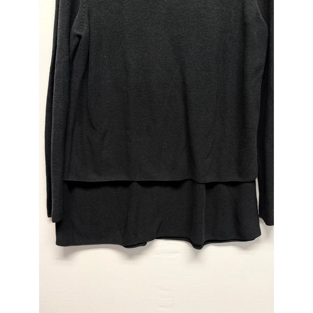 Pure Jill Womens Black Layered V-Neck Long Sleeve Knit Sweater Size L
